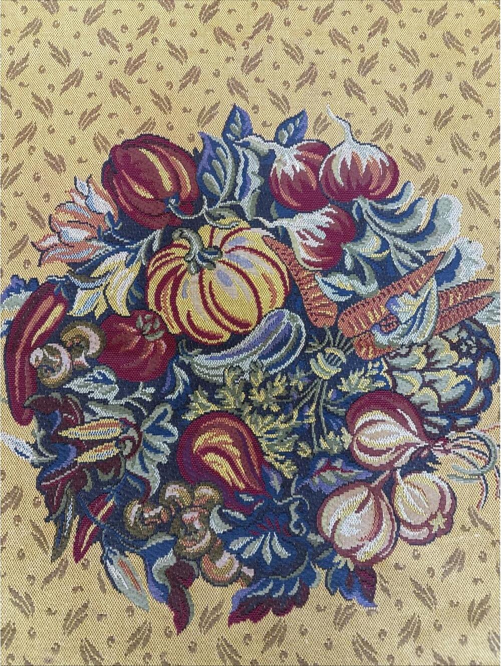 VTG Goblys Tapestry Made in France Harvest Fall Vegetables 56” Square Pumpkins - Picture 3 of 15